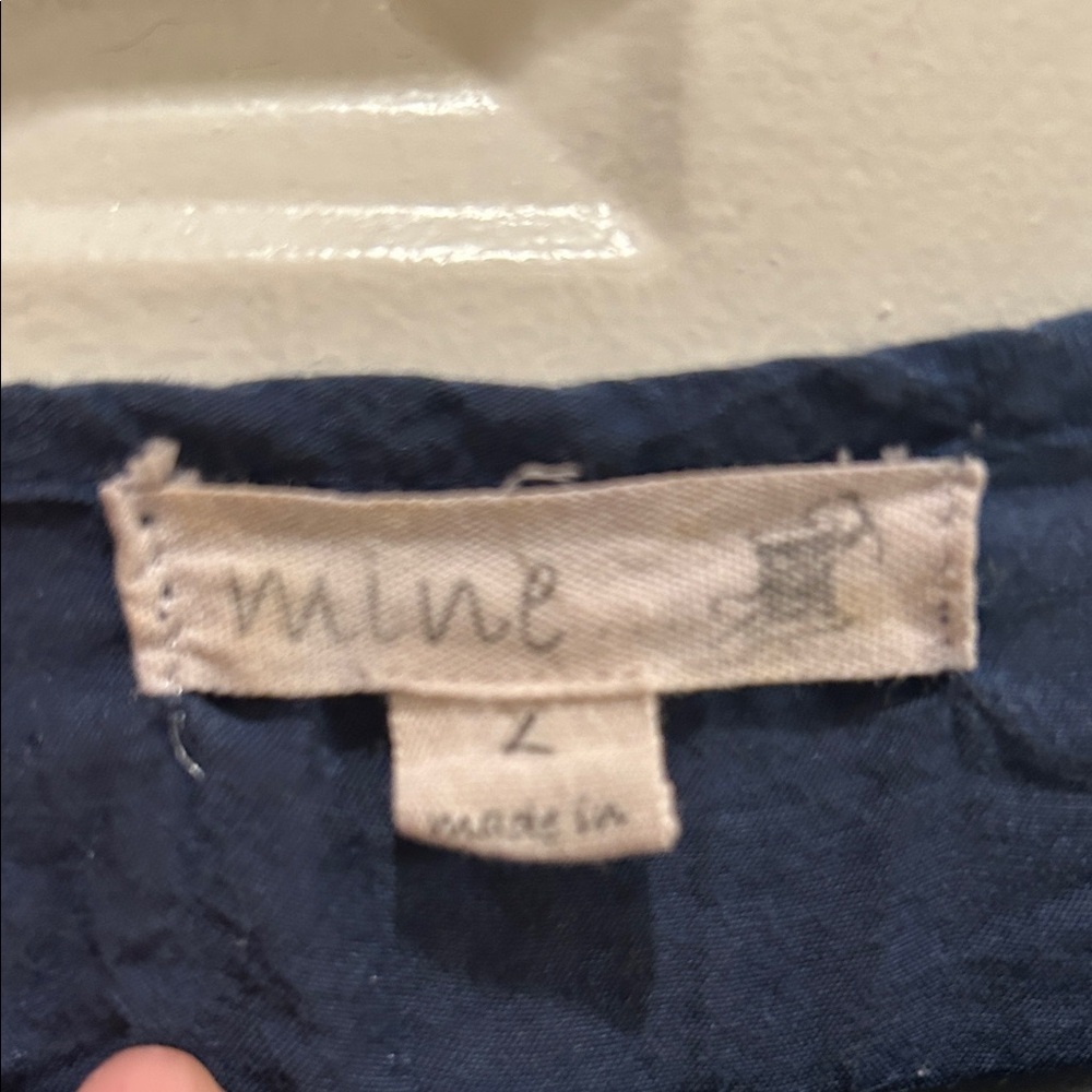 Mine Navy Ruffle Neck Blouse - Picture 2 of 3